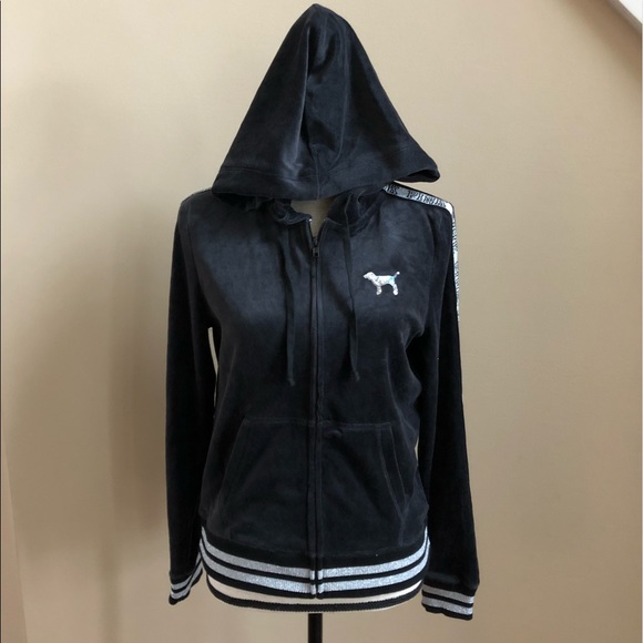 PINK Victoria's Secret Tops - NWOT PINK by VS Velour Bling Zip Up Hoodie Small